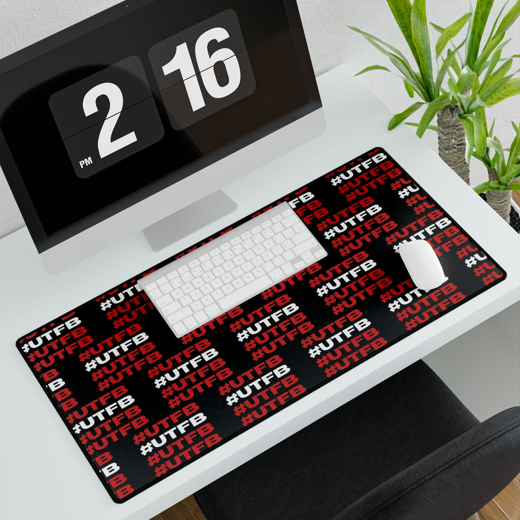 BORO Desk Mat — Black & Red #UTFB Pattern Gaming/Work Desk Pad