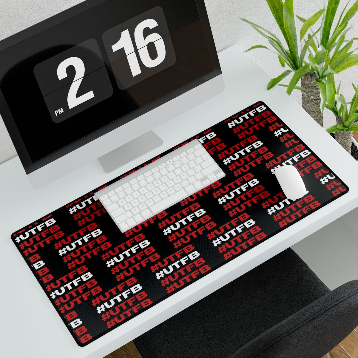 BORO Desk Mat — Black & Red #UTFB Pattern Gaming/Work Desk Pad