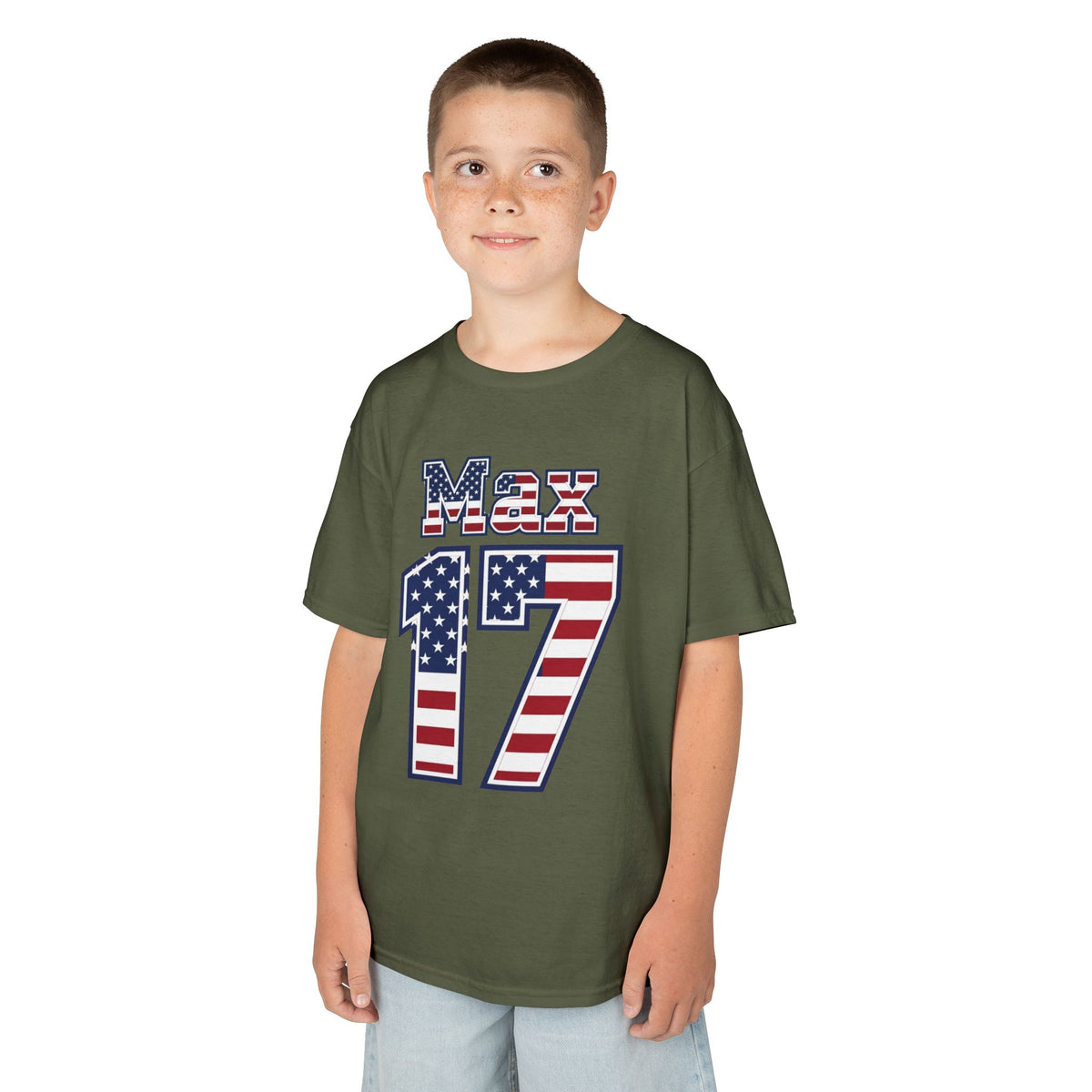 Kids Shirt 'Max 17' American Flag BORO Shirt, Max Arfsten is our Number 17 'Front print'
