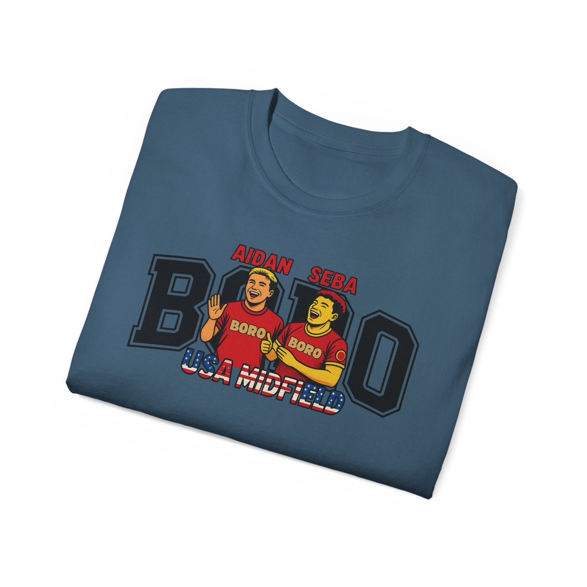 American Midfield — "Aidan & Seba, Boro's USA Midfield" Graphic T-Shirt