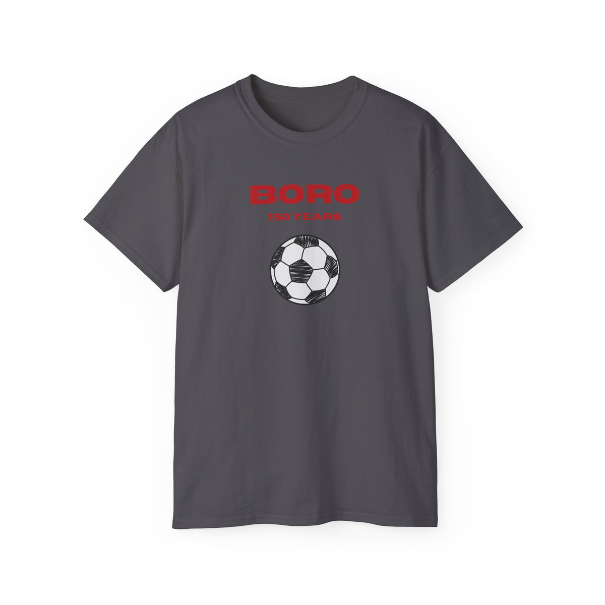 Adult Boro 150 Years Soccer Tee — Football Club Anniversary Shirt