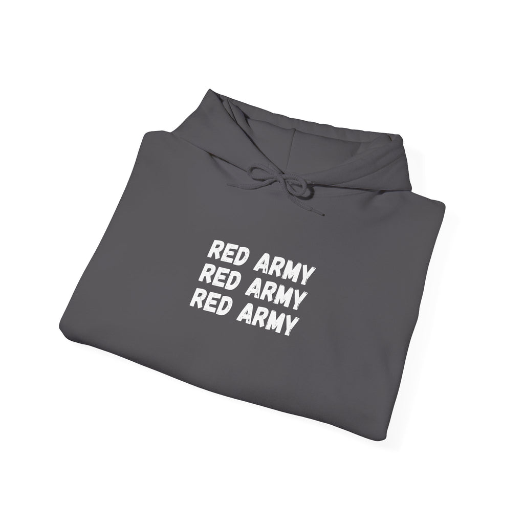 Red Army Repeating Text Hoodie — #UTB BORO STYLE 'front print only'