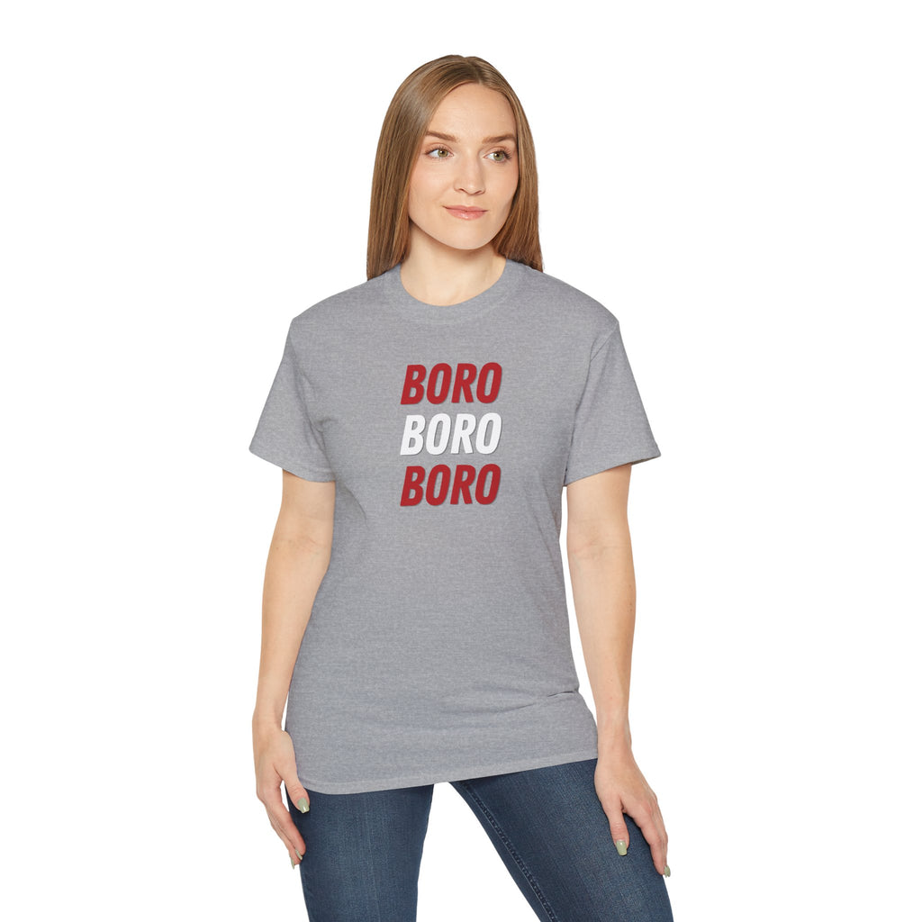 Boro Boro Boro Graphic Tee — Retro Red Logo Cotton T-Shirt