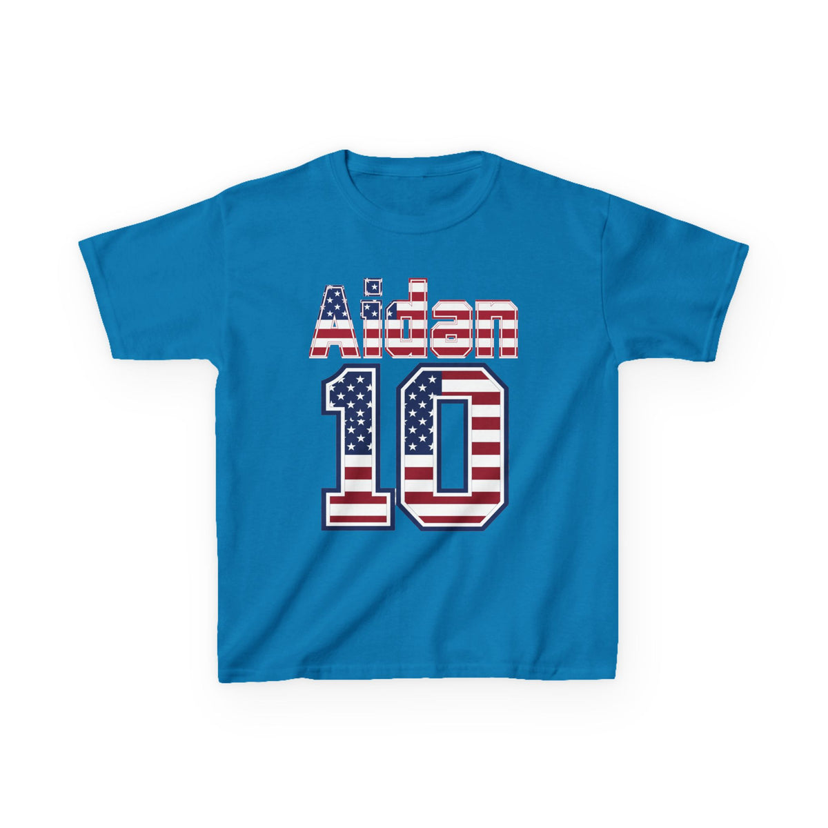 Kids Shirt 'Aiden 10' American Flag BORO Shirt, Aidan Morris is our Number 10 'Front print'