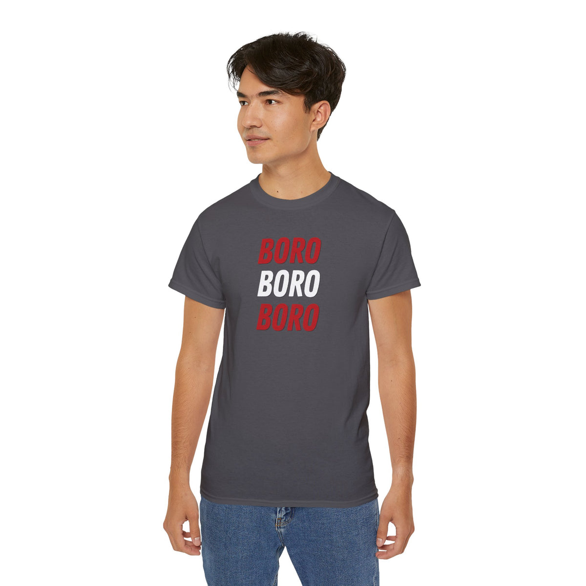 Boro Boro Boro Graphic Tee — Retro Red Logo Cotton T-Shirt