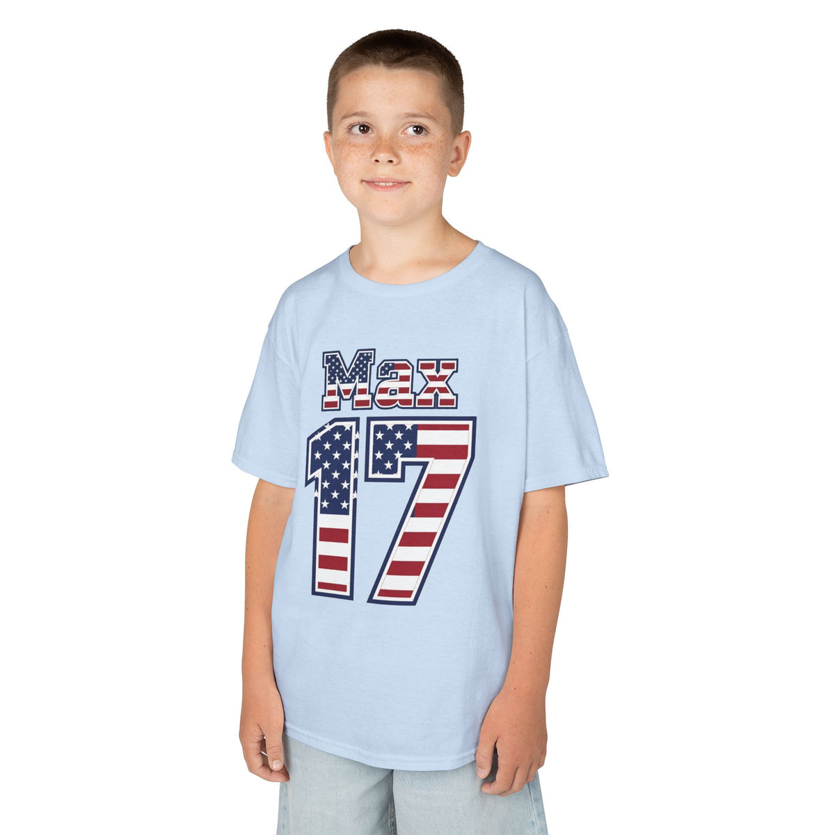 Kids Shirt 'Max 17' American Flag BORO Shirt, Max Arfsten is our Number 17 'Front print'