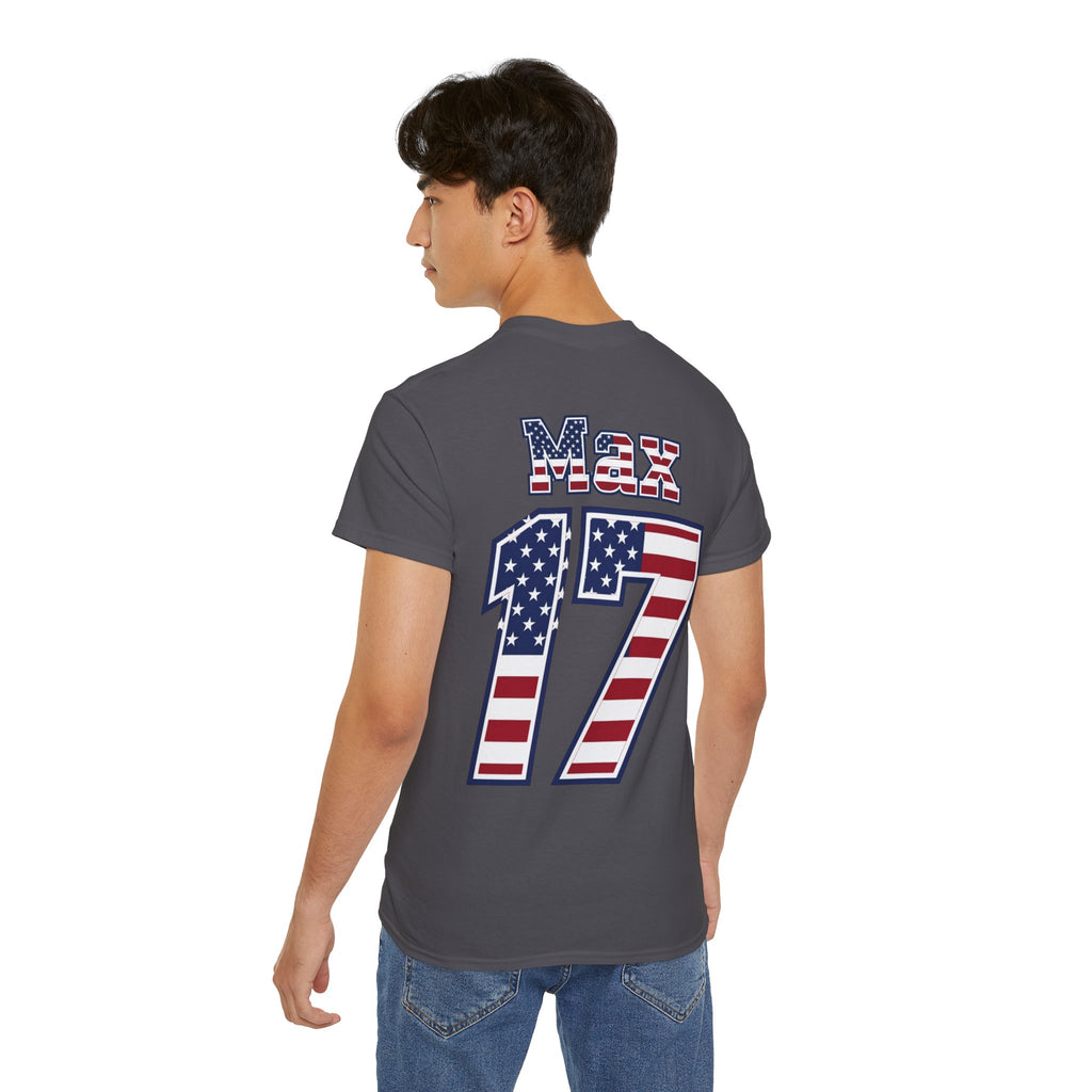 Max Arfsten Number 17 USA Flag Shirt for the BORO 'back print only'