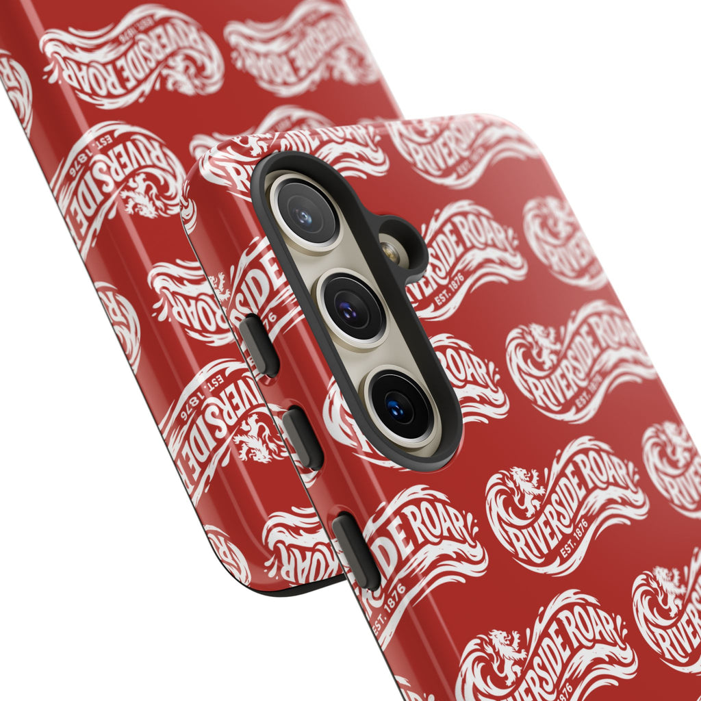 Riverside Roar Patterned Tough Case (White on Red) iPhone & Samsung