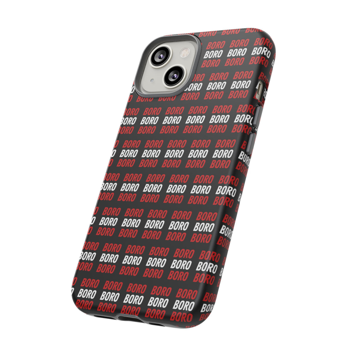 BORO BORO BORO Pattern Phone Case — Bold Red & White Repeating Text Protective Cover