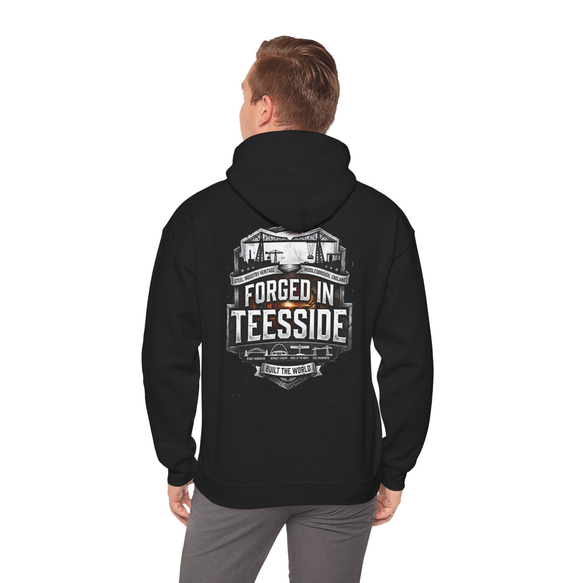 Forged in Teesside Hoodie — Industrial Teesside Pride Sweatshirt 'back print'
