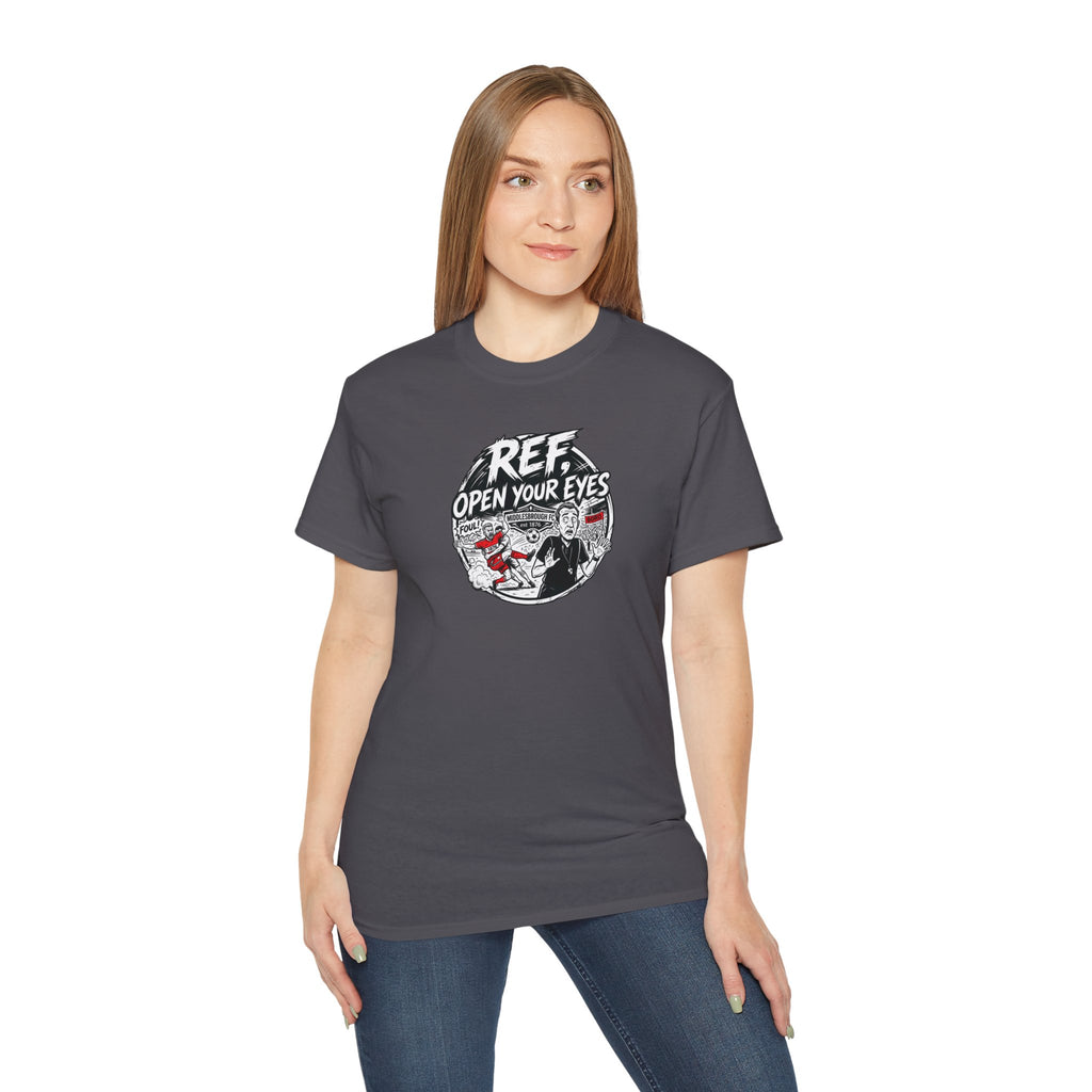 BORO T-Shirt — “Ref: Open Your Eyes” Graphic Tee (Comic-book Style Humour)