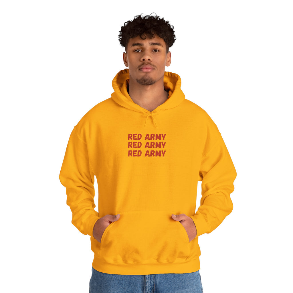 Red Army Repeating Text Hoodie — #UTB BORO STYLE 'front print only'