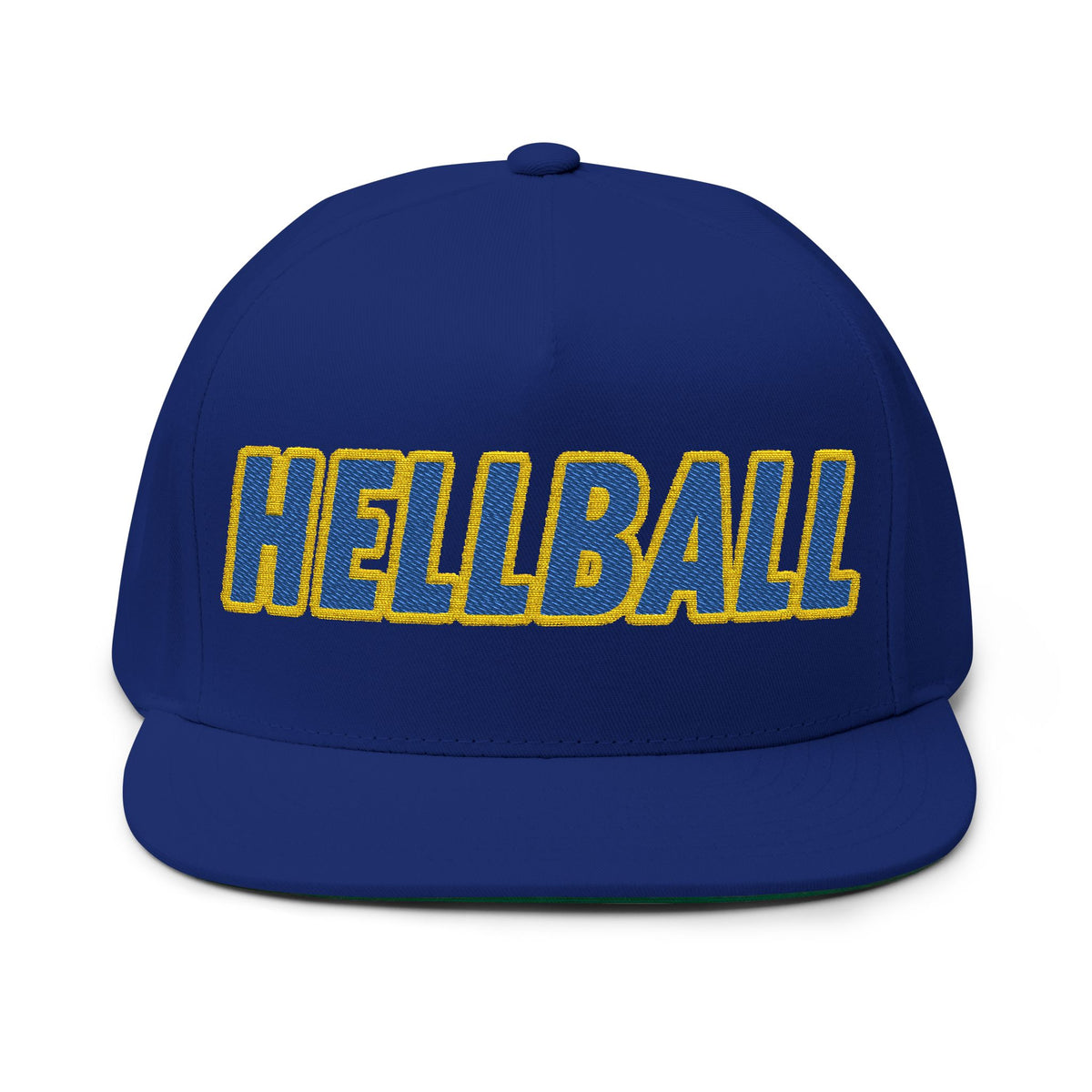 BORO Flat Bill Cap — Embroidered 'HELLBALL' Bold Font Snapback Hat
