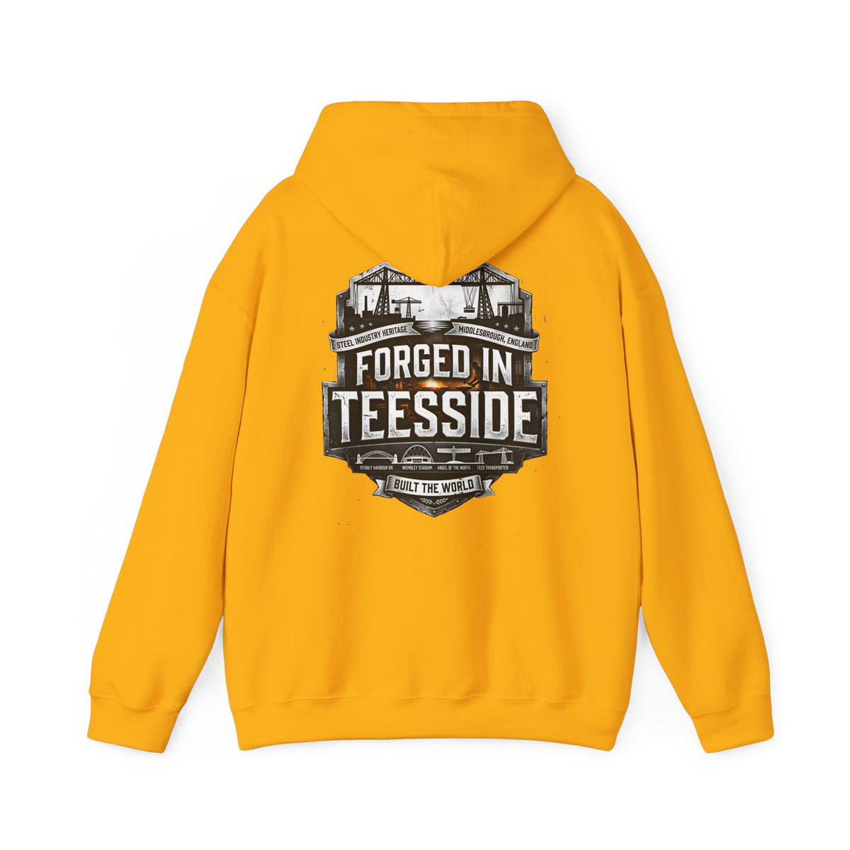 Forged in Teesside Hoodie — Industrial Teesside Pride Sweatshirt 'back print'