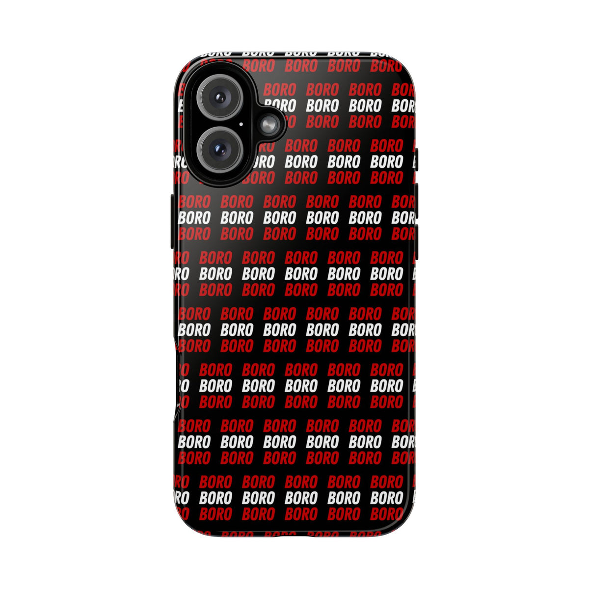 BORO BORO BORO Pattern Phone Case — Bold Red & White Repeating Text Protective Cover