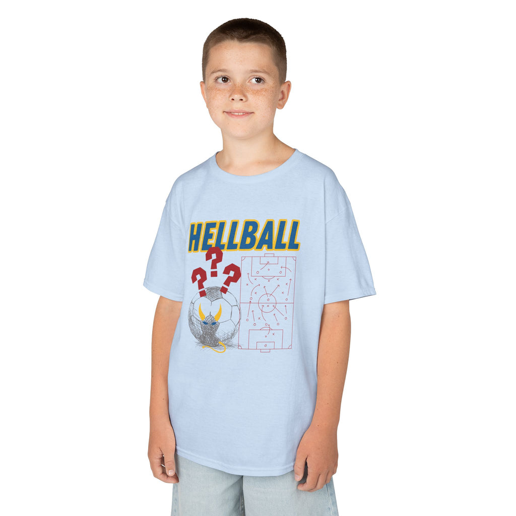 Kids T‑Shirt — "HELLBALL" Graphic Tee with Demon Ball and Game Plan