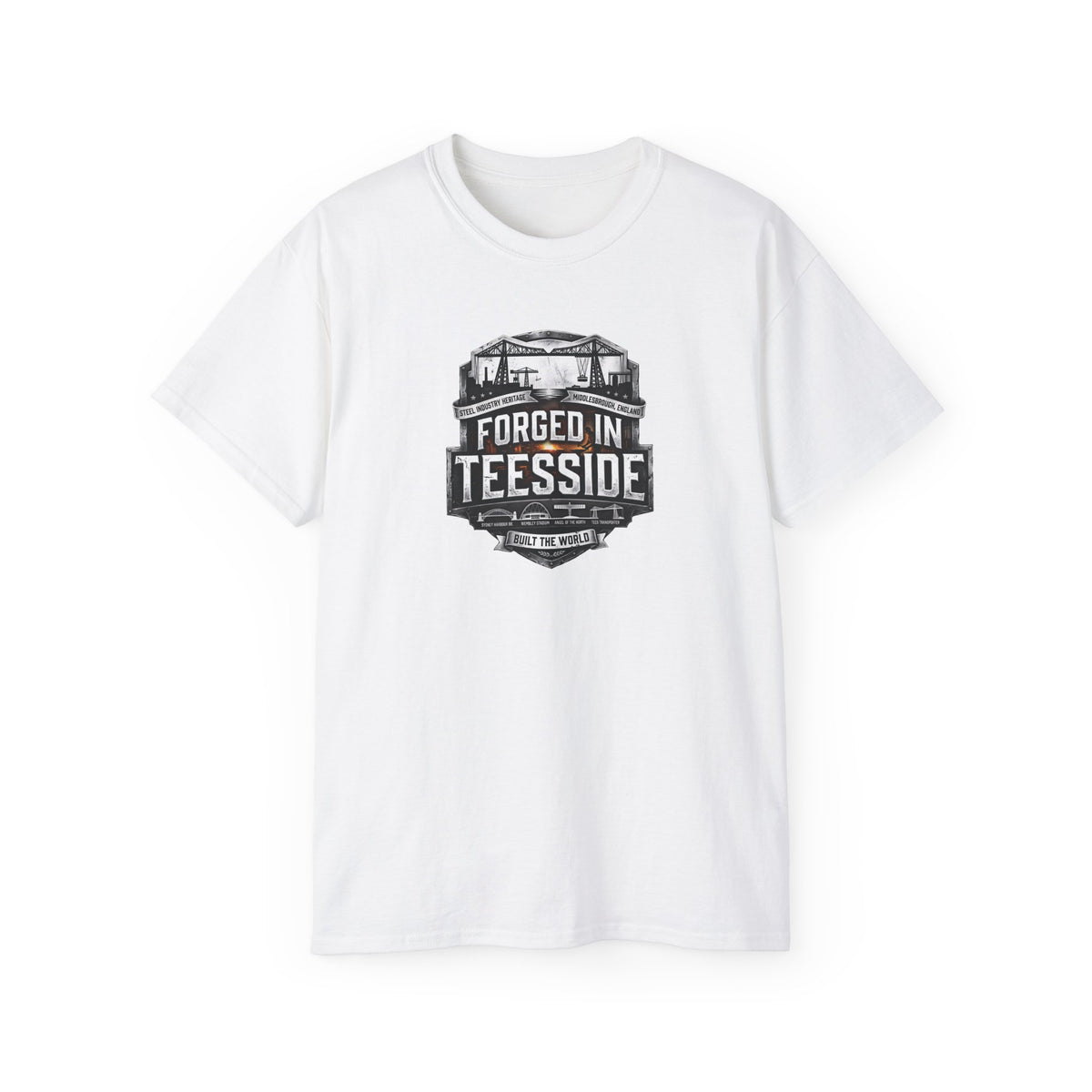 Forged in Teesside Graphic Tee, Industrial England T‑Shirt, Teesside Built The World, British Steel