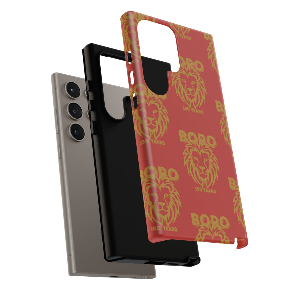 BORO Gold on red Lion Head Phone Case — Red 150 years Pattern Protective Case