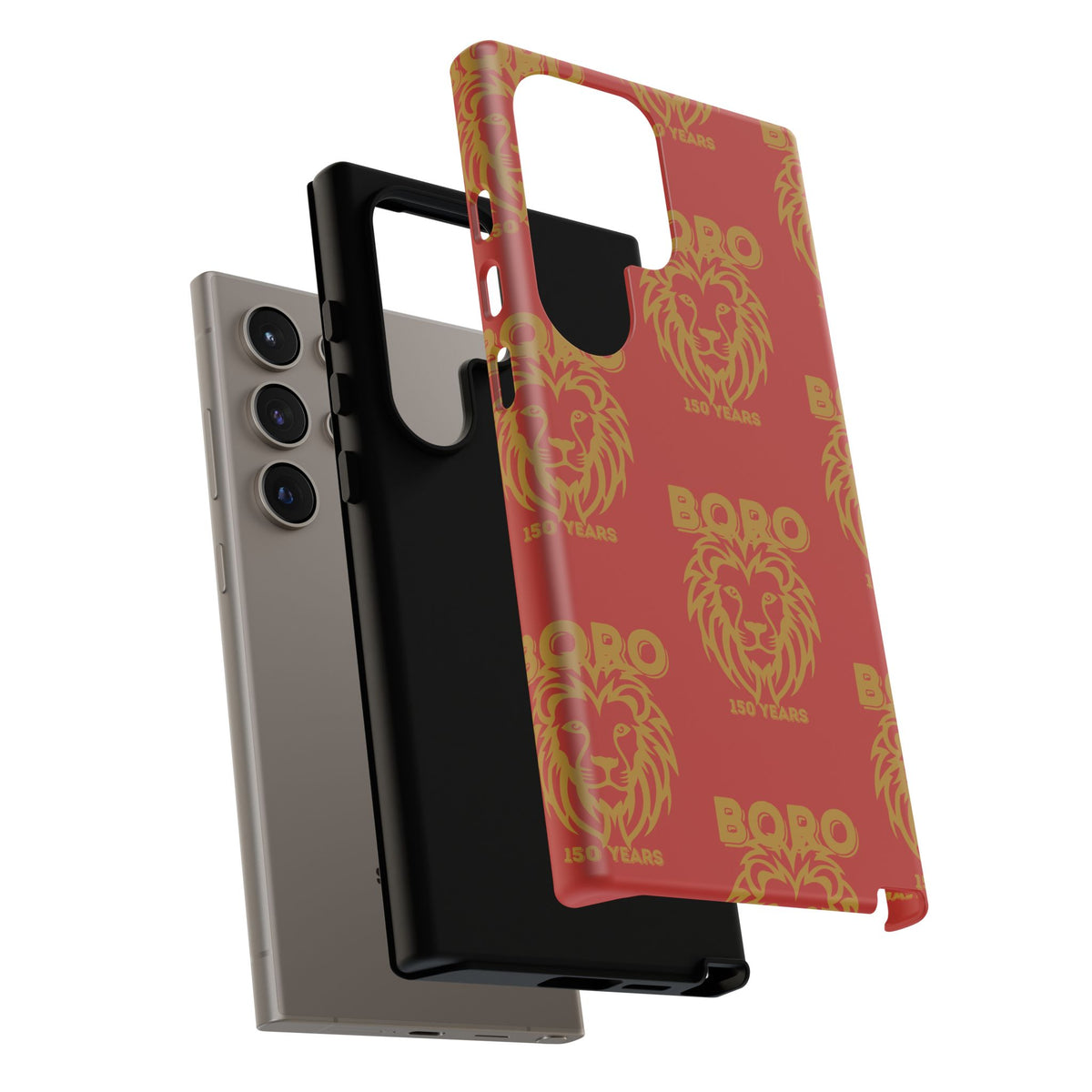 BORO Gold on red Lion Head Phone Case — Red 150 years Pattern Protective Case