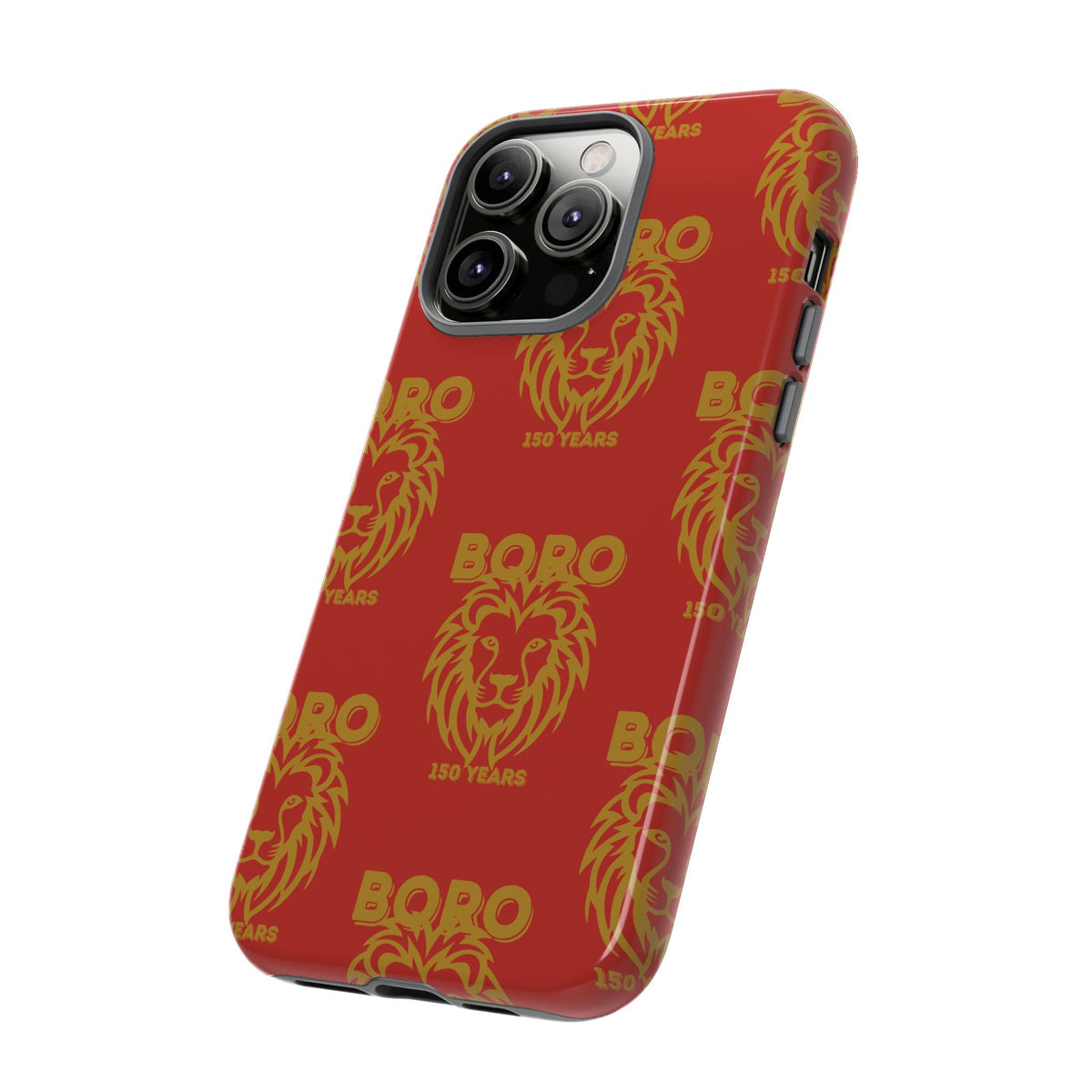 BORO Gold on red Lion Head Phone Case — Red 150 years Pattern Protective Case