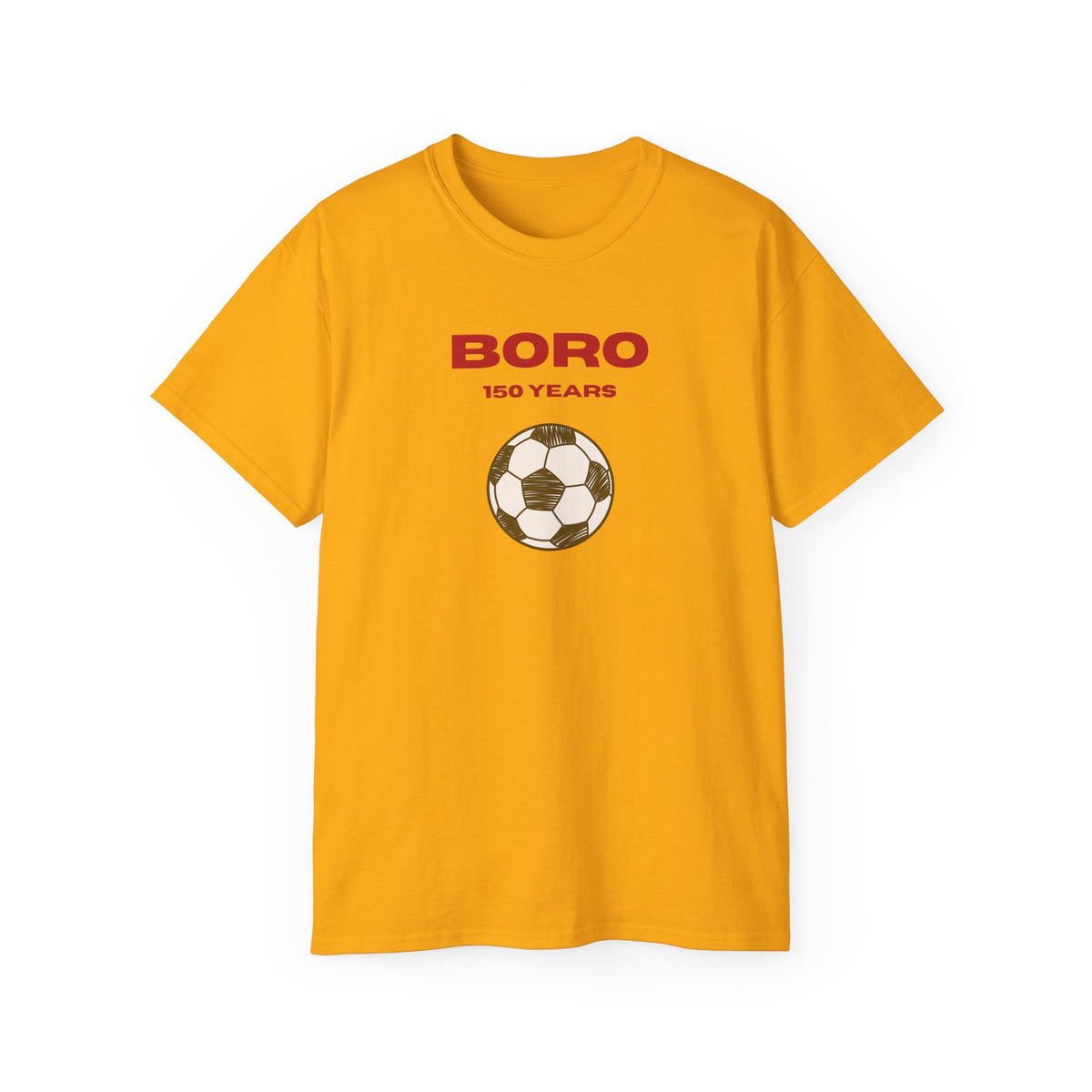Adult Boro 150 Years Soccer Tee — Football Club Anniversary Shirt