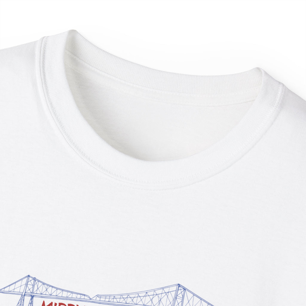 Transporter Bridge Sketch T‑Shirt — Minimalist Hand‑Drawn Middlesbrough Bridge Design