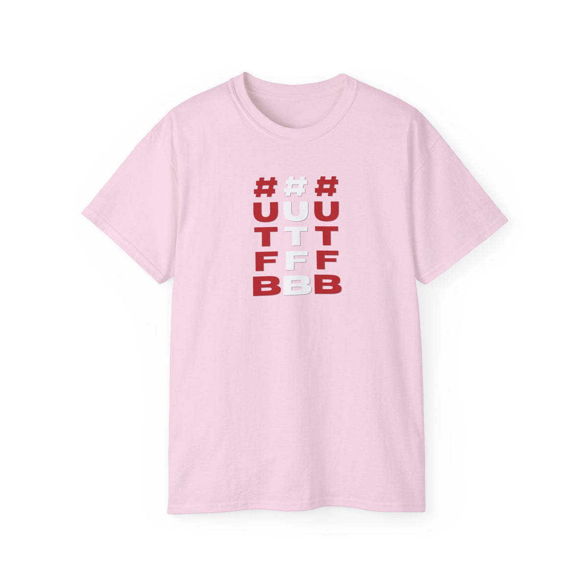 Tripple Vertical '#UTFB' Graphic Tee — Red & White Minimalist Design
