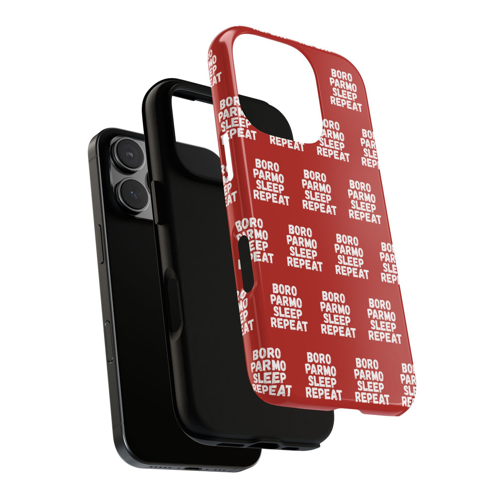 "BORO PARMO SLEEP REPEAT" Phone Case — Red Pattern Tough Case