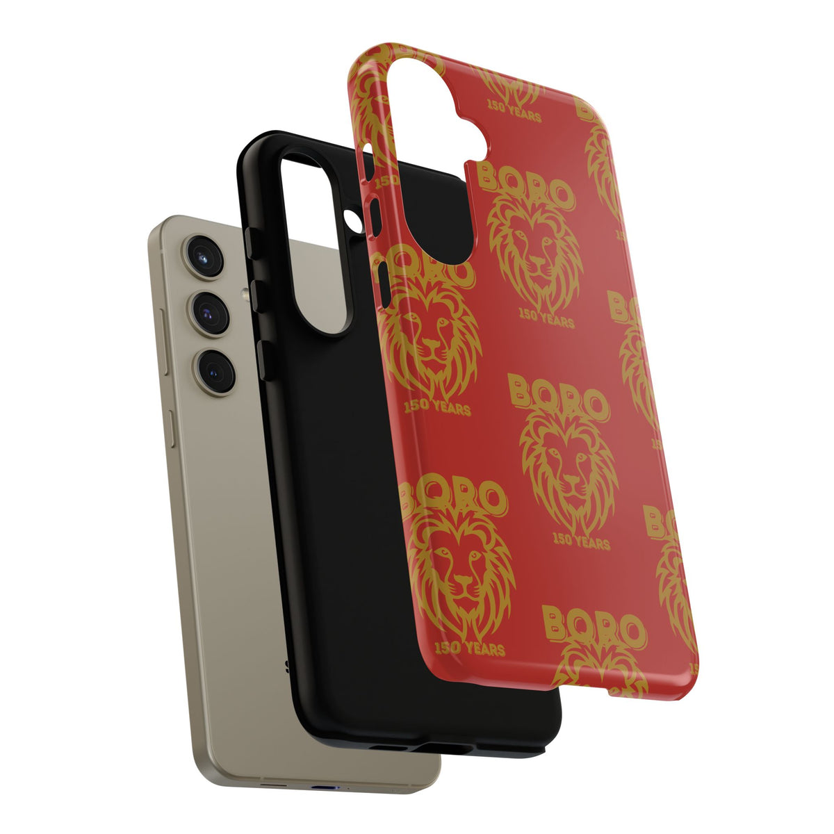 BORO Gold on red Lion Head Phone Case — Red 150 years Pattern Protective Case