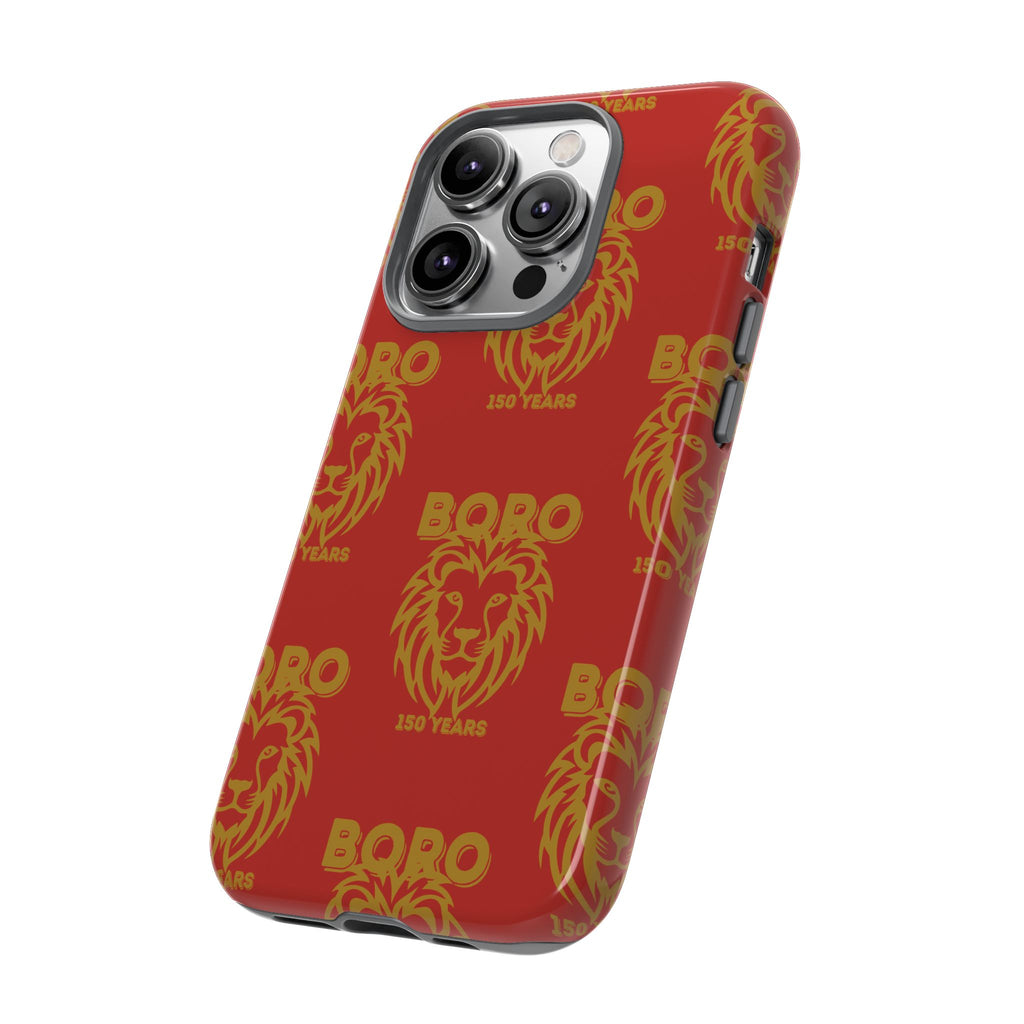 BORO Gold on red Lion Head Phone Case — Red 150 years Pattern Protective Case