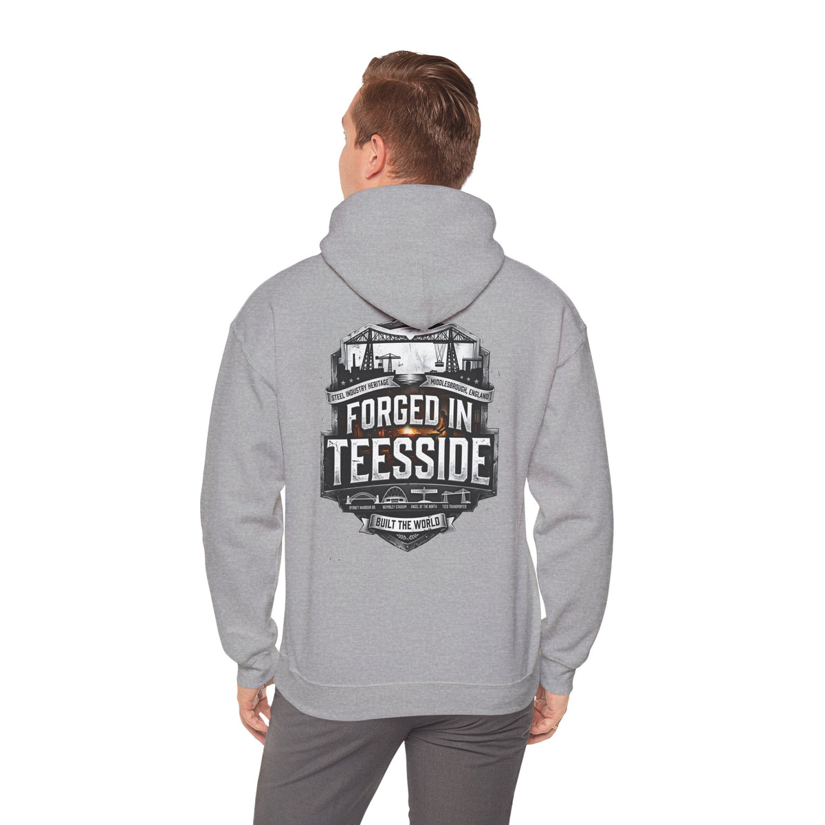 Forged in Teesside Hoodie — Industrial Teesside Pride Sweatshirt 'back print'