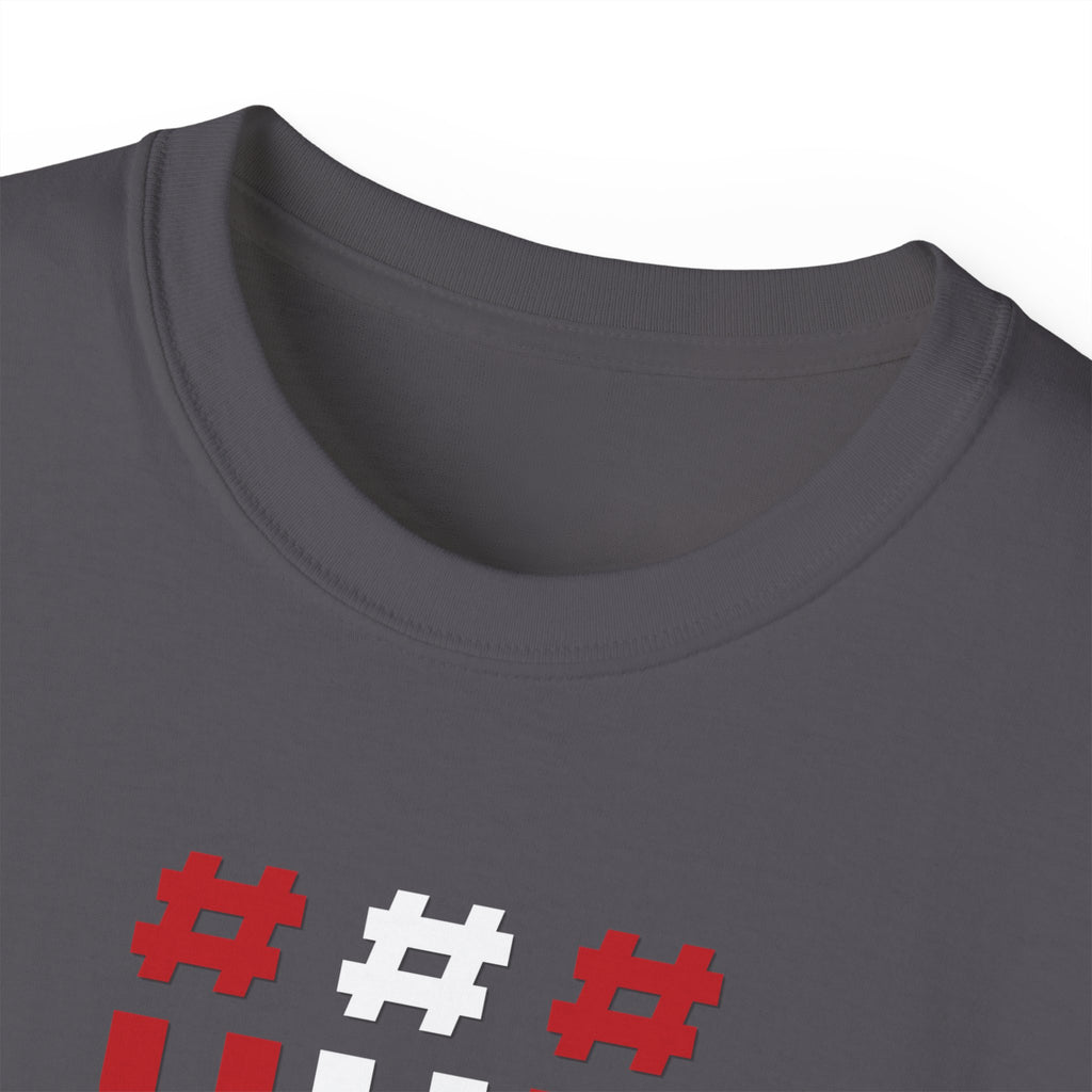 Tripple Vertical '#UTFB' Graphic Tee — Red & White Minimalist Design