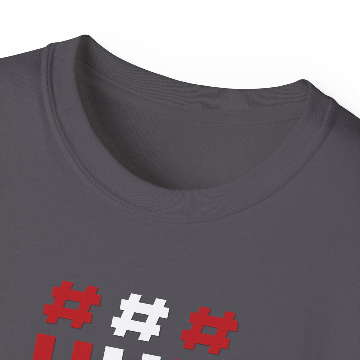 Tripple Vertical '#UTFB' Graphic Tee — Red & White Minimalist Design