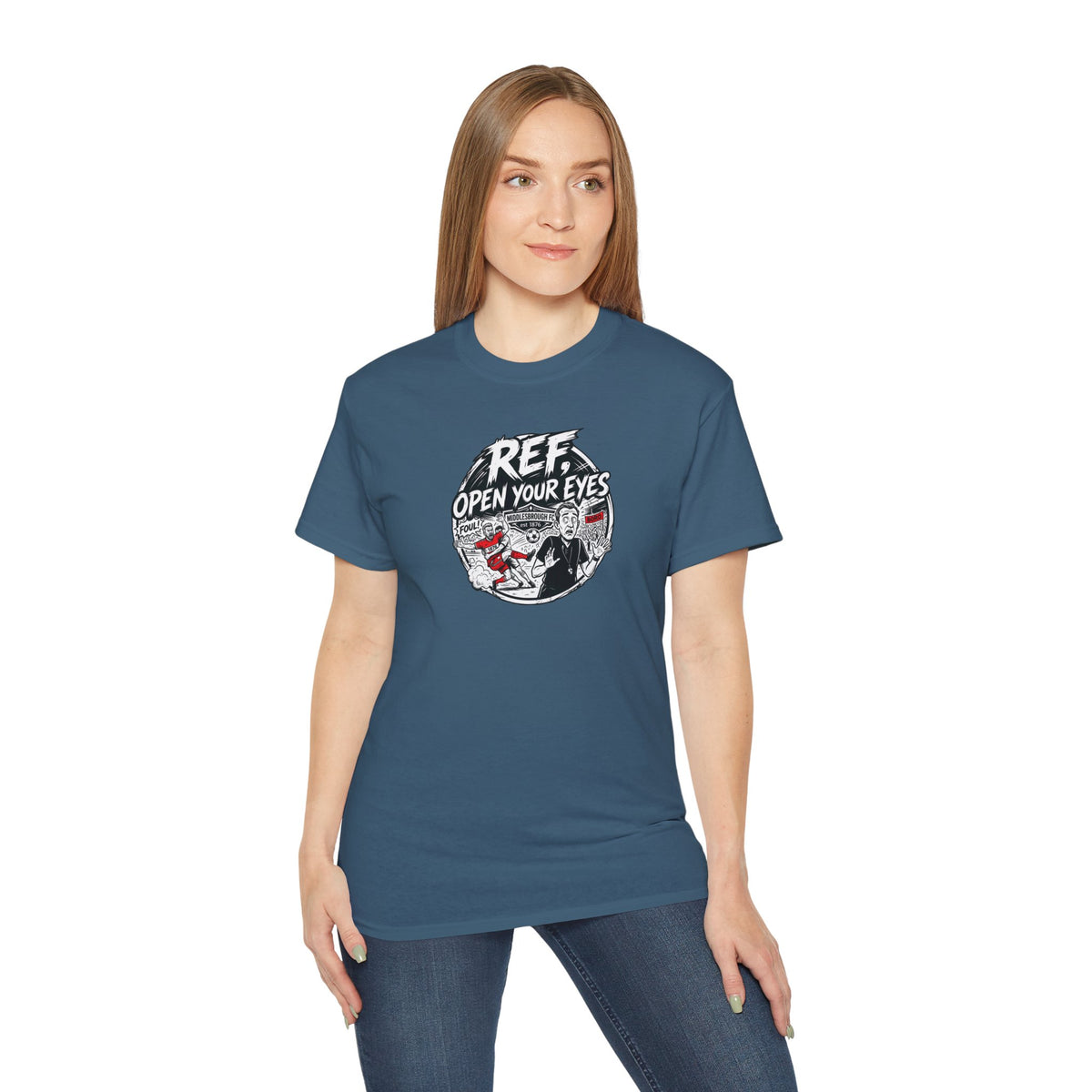 BORO T-Shirt — “Ref: Open Your Eyes” Graphic Tee (Comic-book Style Humour)