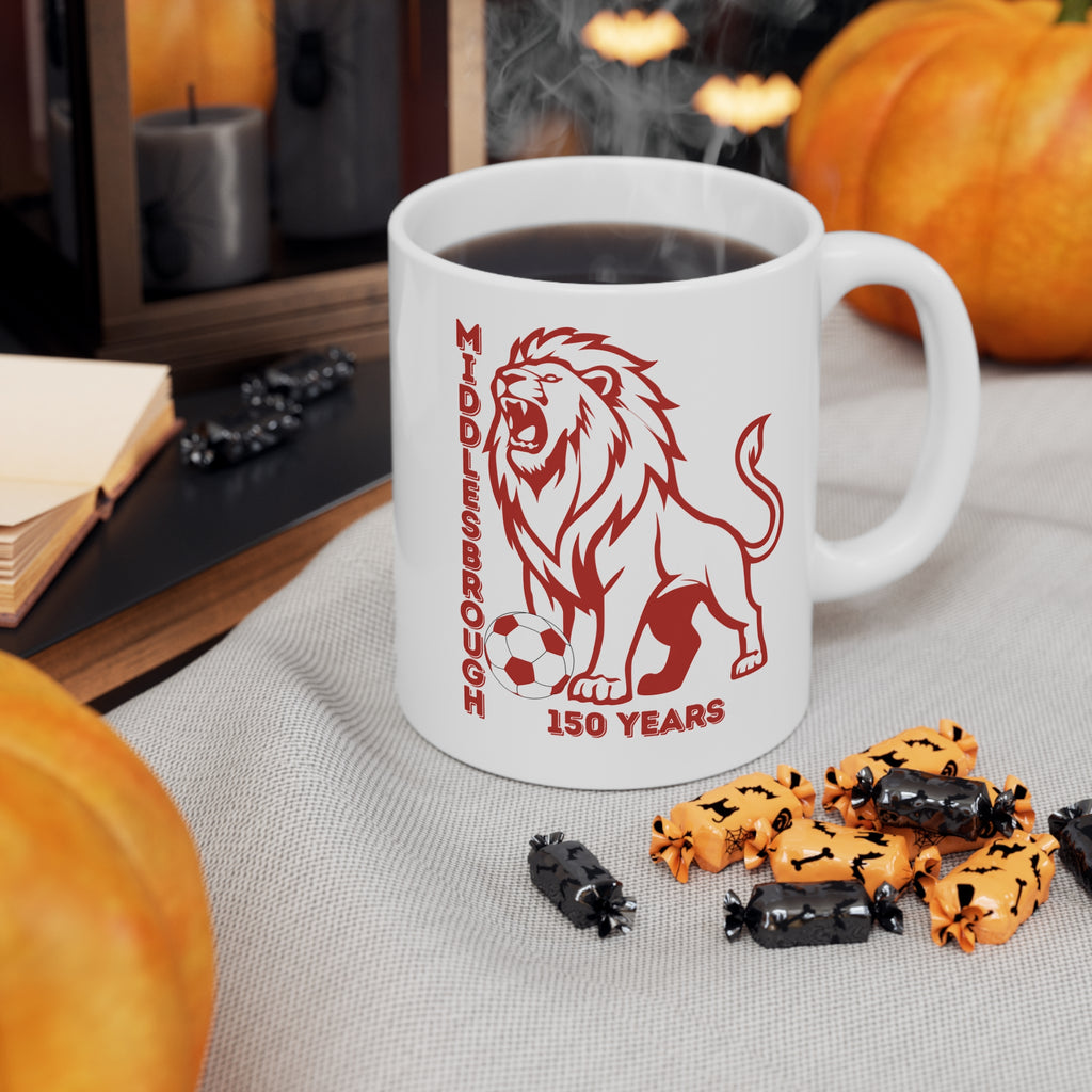 Middlesbrough 150 Years Lion Football Ceramic Mug — 11oz & 15oz Commemorative Coffee Cup