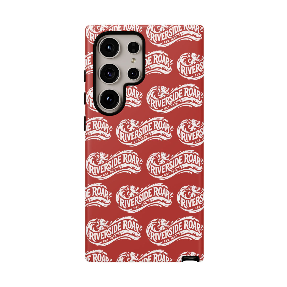 Riverside Roar Patterned Tough Case (White on Red) iPhone & Samsung