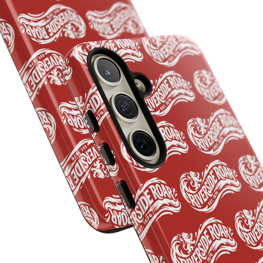 Riverside Roar Patterned Tough Case (White on Red) iPhone & Samsung
