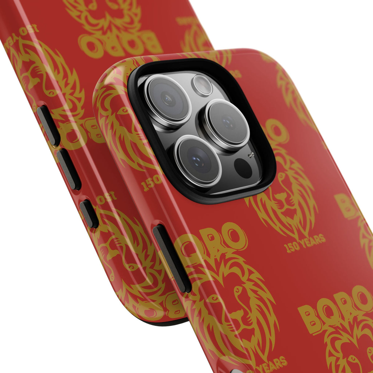 BORO Gold on red Lion Head Phone Case — Red 150 years Pattern Protective Case