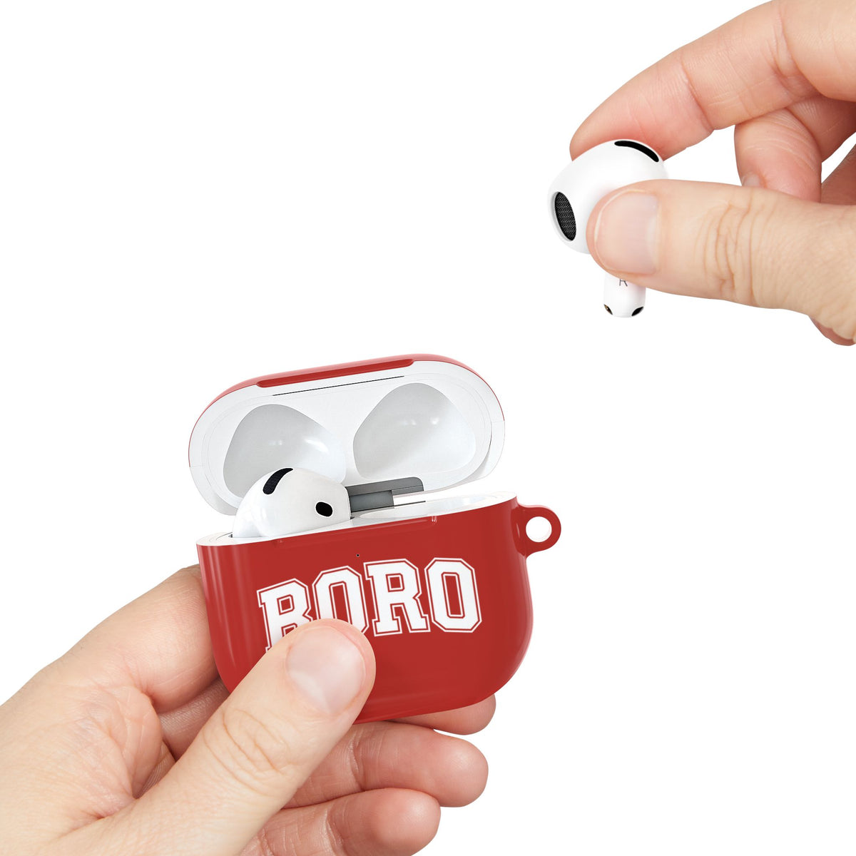 Boro Red AirPod Case (Gen 4) — Uni Style Block Letter Protective Cover