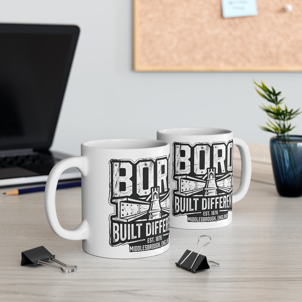 Boro Built Different Ceramic Coffee Mug — Middlesbrough Vintage Engineered Design (11oz & 15oz)