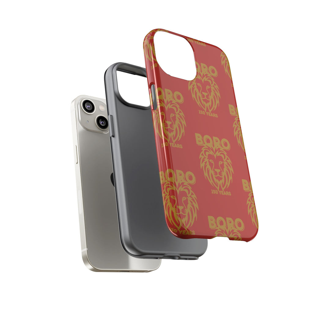 BORO Gold on red Lion Head Phone Case — Red 150 years Pattern Protective Case
