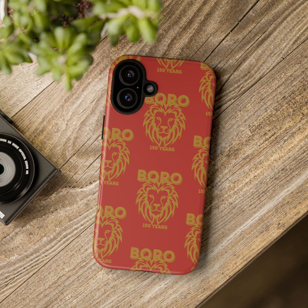 BORO Gold on red Lion Head Phone Case — Red 150 years Pattern Protective Case