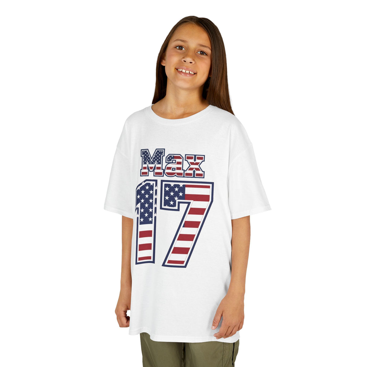 Kids Shirt 'Max 17' American Flag BORO Shirt, Max Arfsten is our Number 17 'Front print'