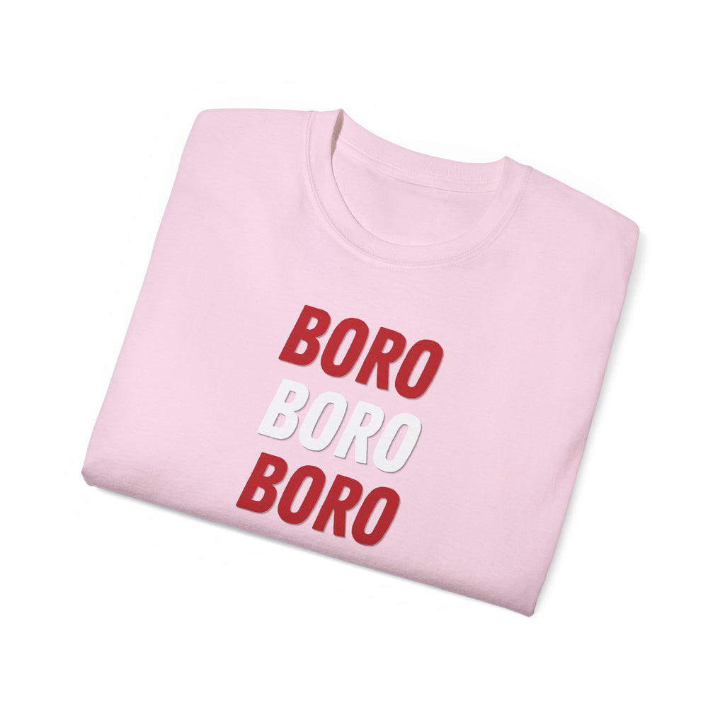 Boro Boro Boro Graphic Tee — Retro Red Logo Cotton T-Shirt