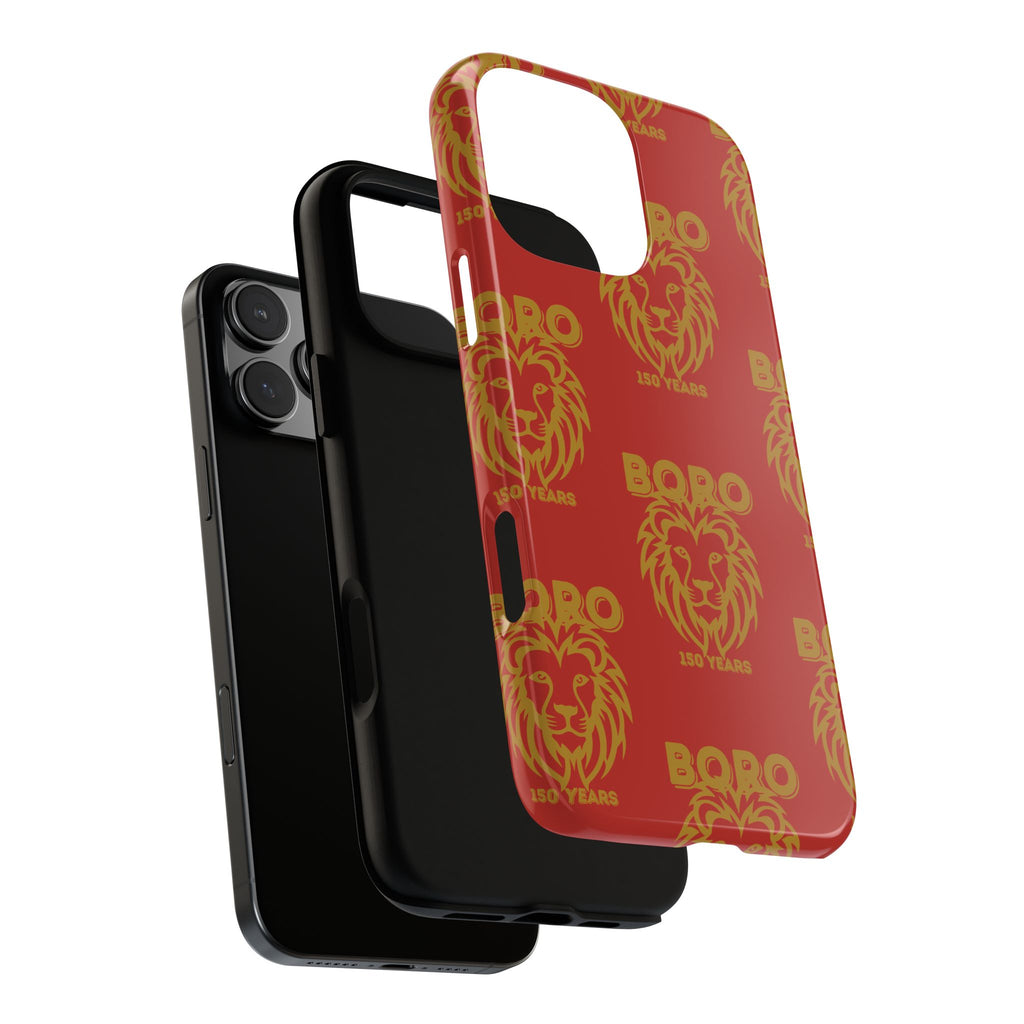 BORO Gold on red Lion Head Phone Case — Red 150 years Pattern Protective Case