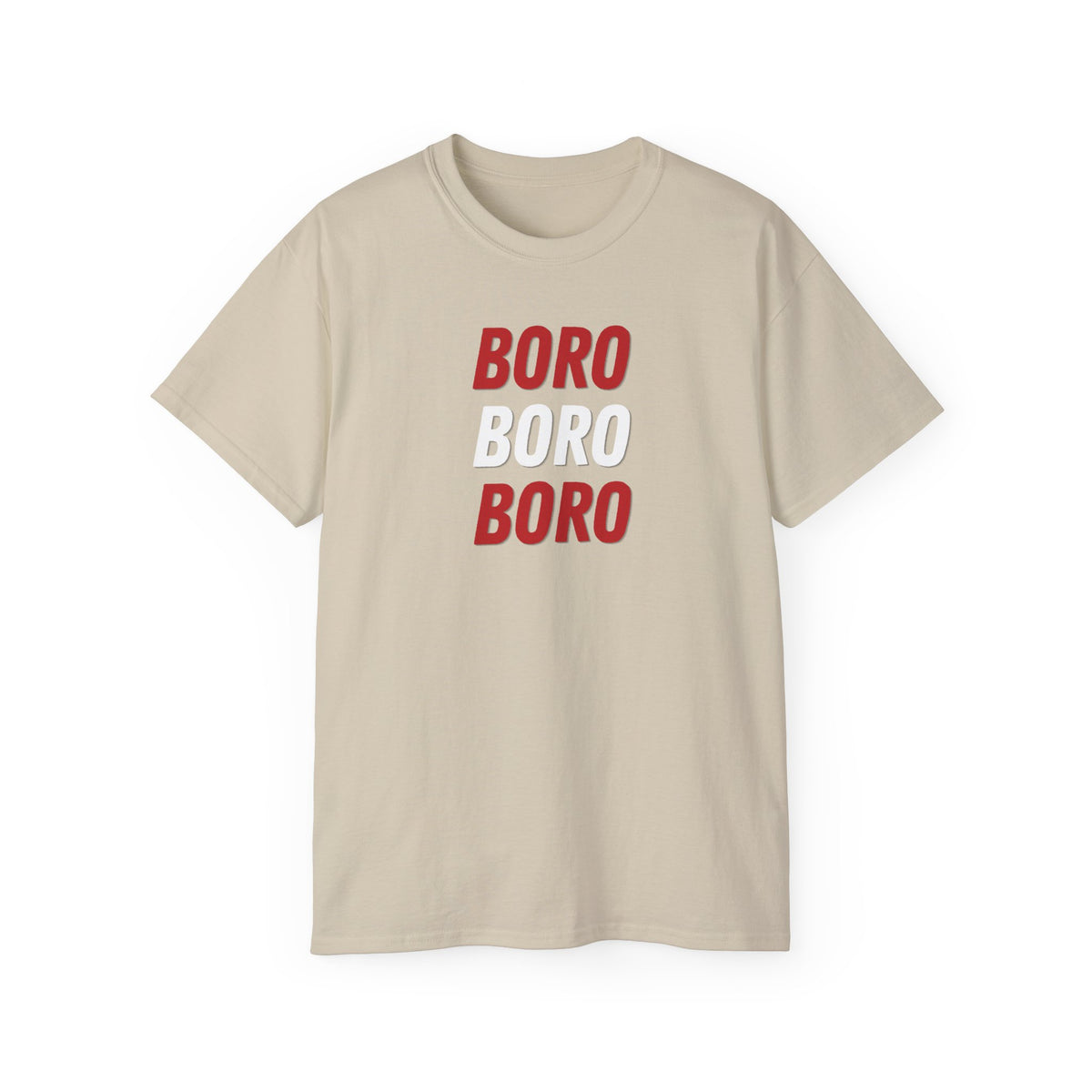 Boro Boro Boro Graphic Tee — Retro Red Logo Cotton T-Shirt