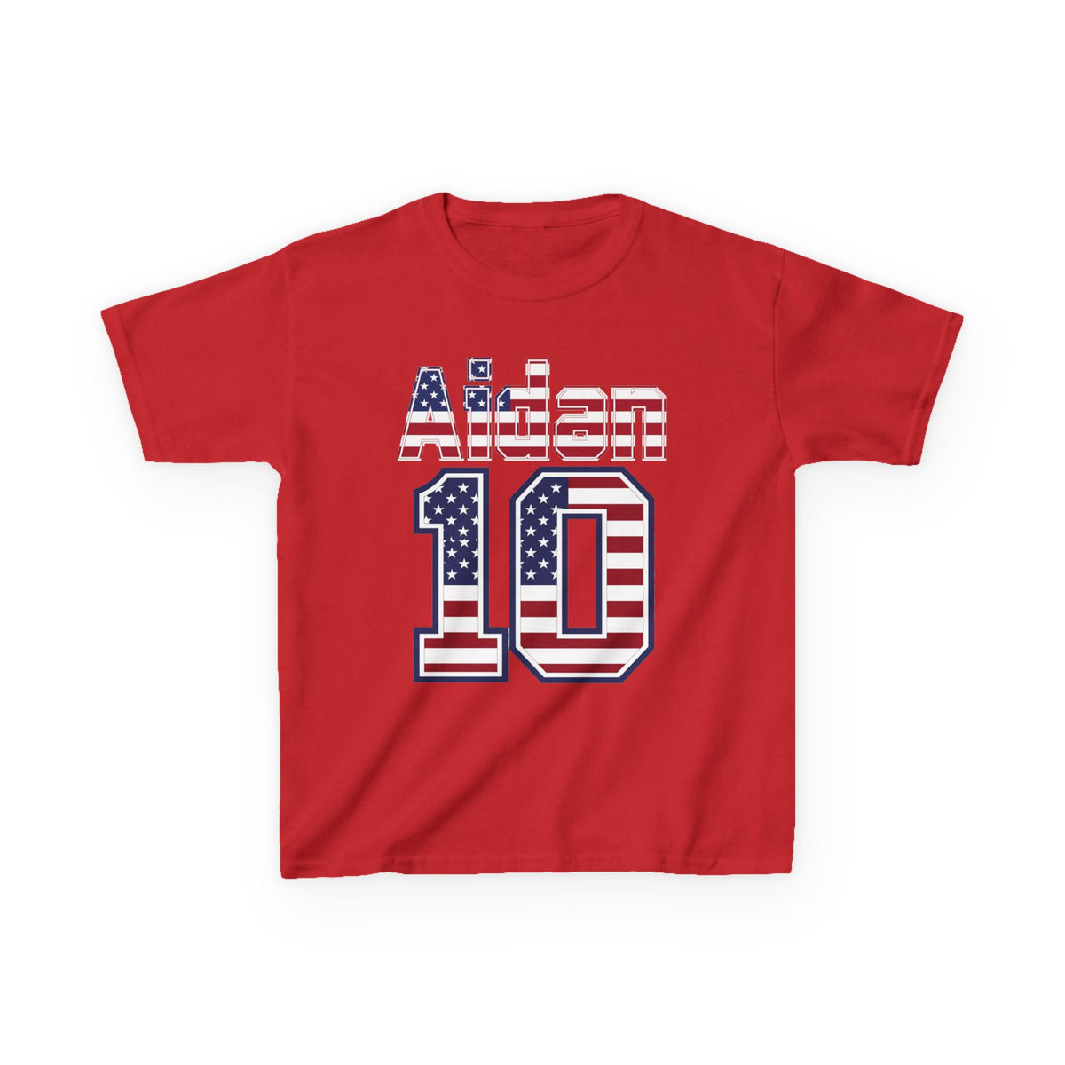 Kids Shirt 'Aiden 10' American Flag BORO Shirt, Aidan Morris is our Number 10 'Front print'