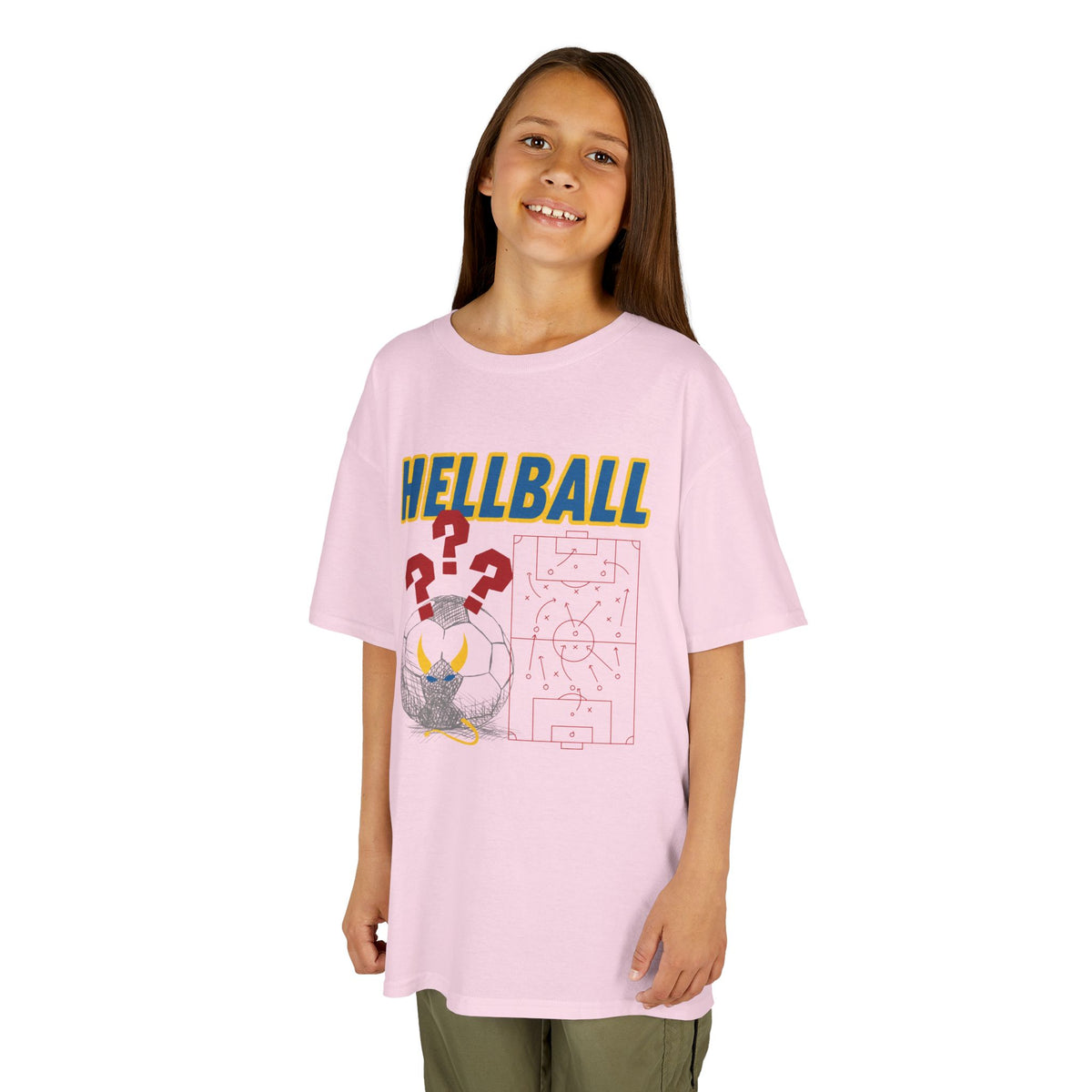 Kids T‑Shirt — "HELLBALL" Graphic Tee with Demon Ball and Game Plan