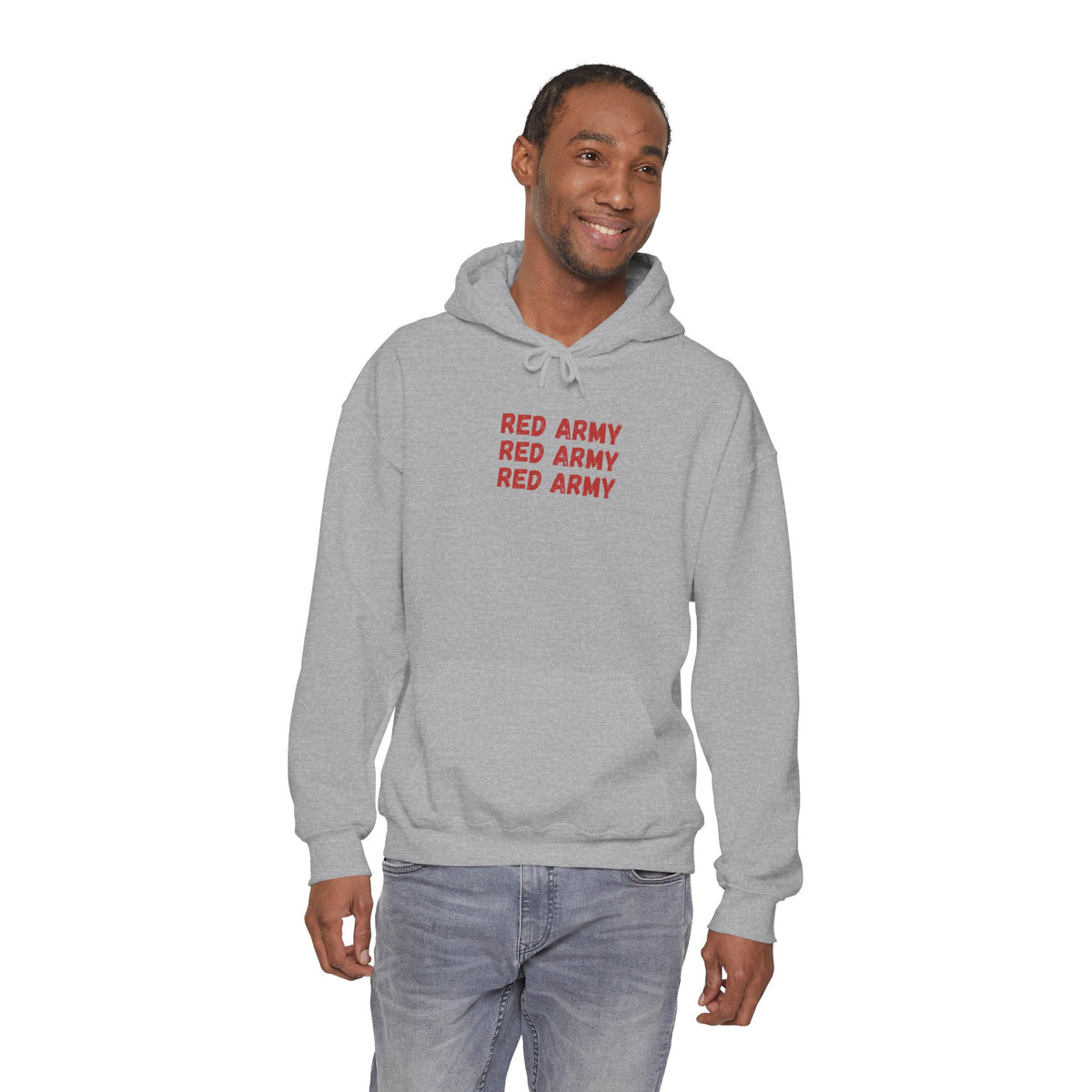 Red Army Repeating Text Hoodie — #UTB BORO STYLE 'front print only'