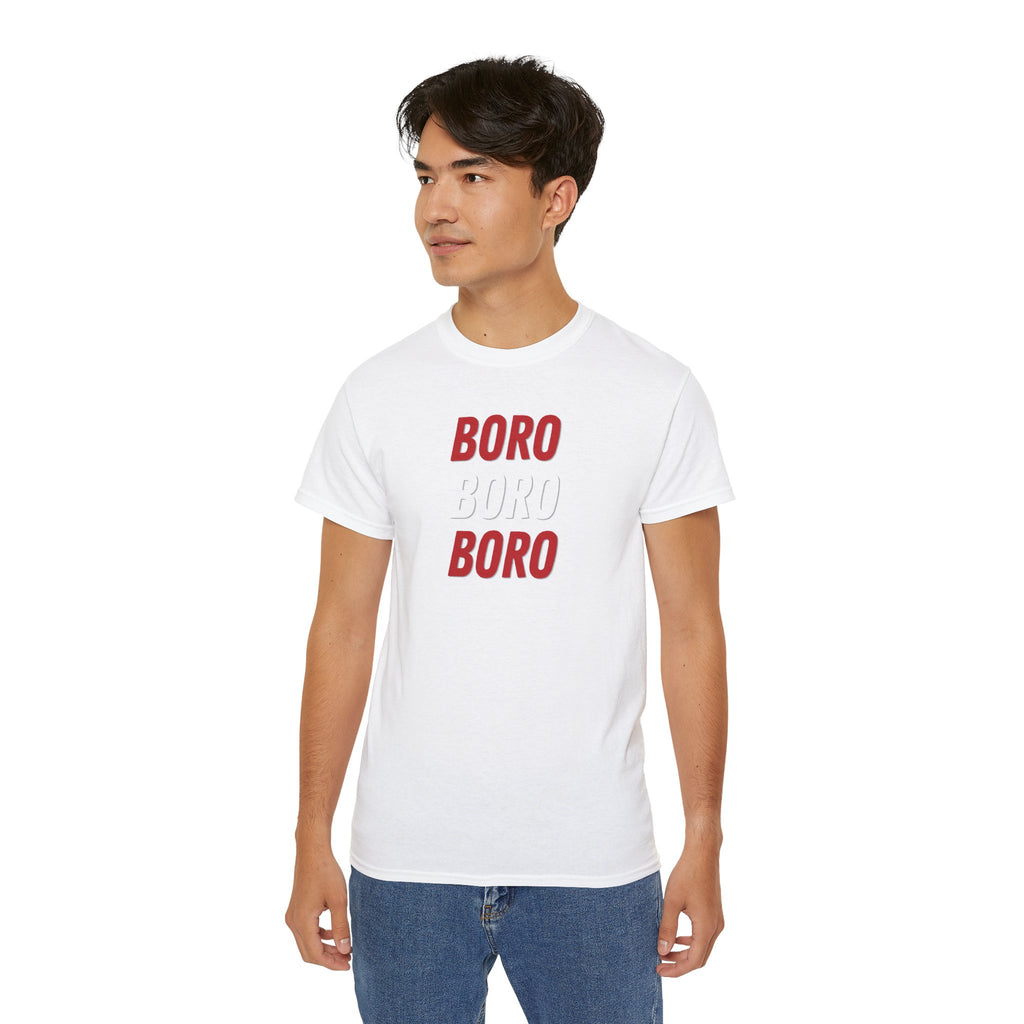 Boro Boro Boro Graphic Tee — Retro Red Logo Cotton T-Shirt